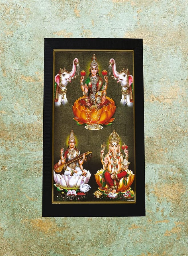 101Temples - Divinity Eternity Spirituality Wooden Lakshmi Ganesha Saraswati Hindu God Finish Photo Frame with Wall Hook for Pooja Room (10 x 13) - Image 4